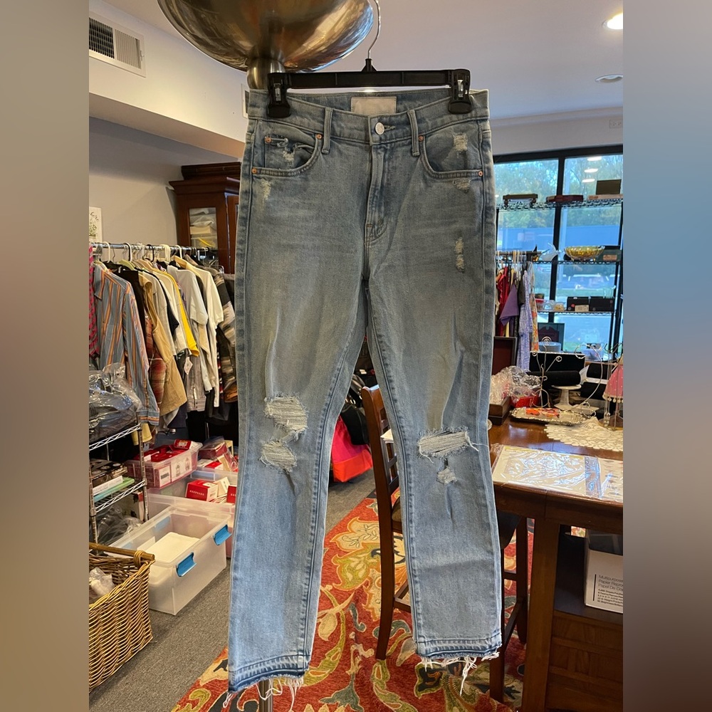 Mother The Rascal Ankle Undone Hem Distressed Jeans in Vacation Temptation NWOT